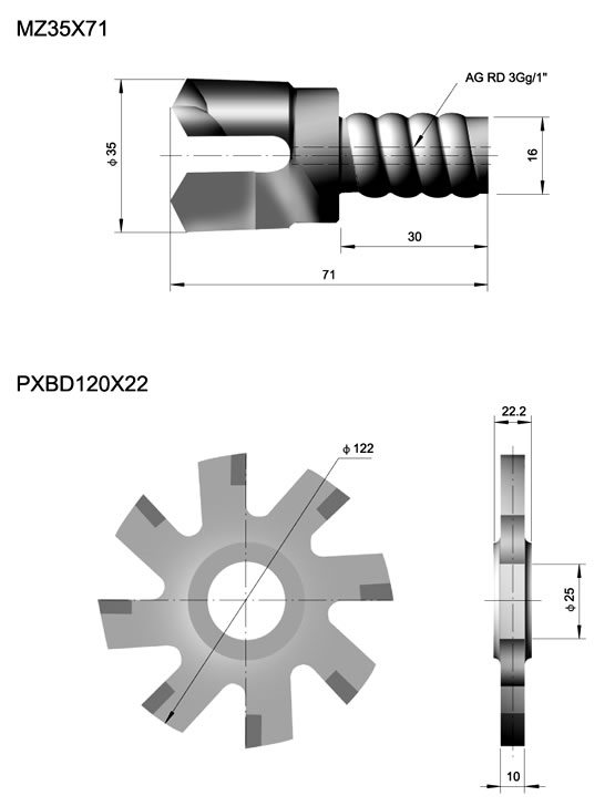 Engineering tools―button embedded plate bit, other products and bits seats MZ35X71 PXBD120X22