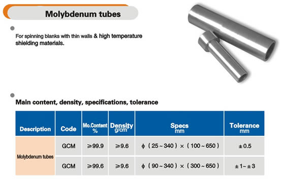Molybdenum tubes